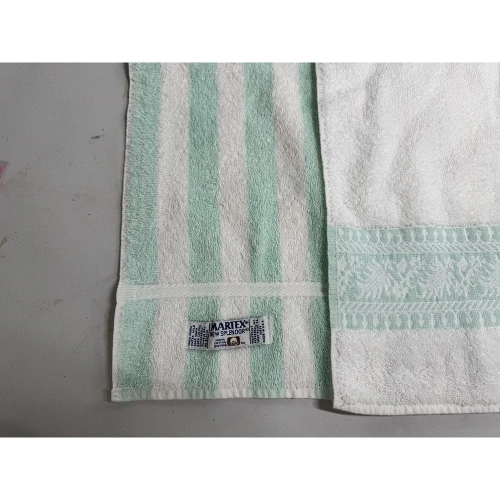 VTG Lot 4 Bathroom‎ Hand Towels Robins Egg Blue White Cannon Wamsutta Martex